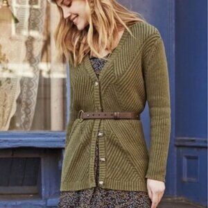 Cabi Olive Green Aerial Chunky Knit Cardigan Sweater